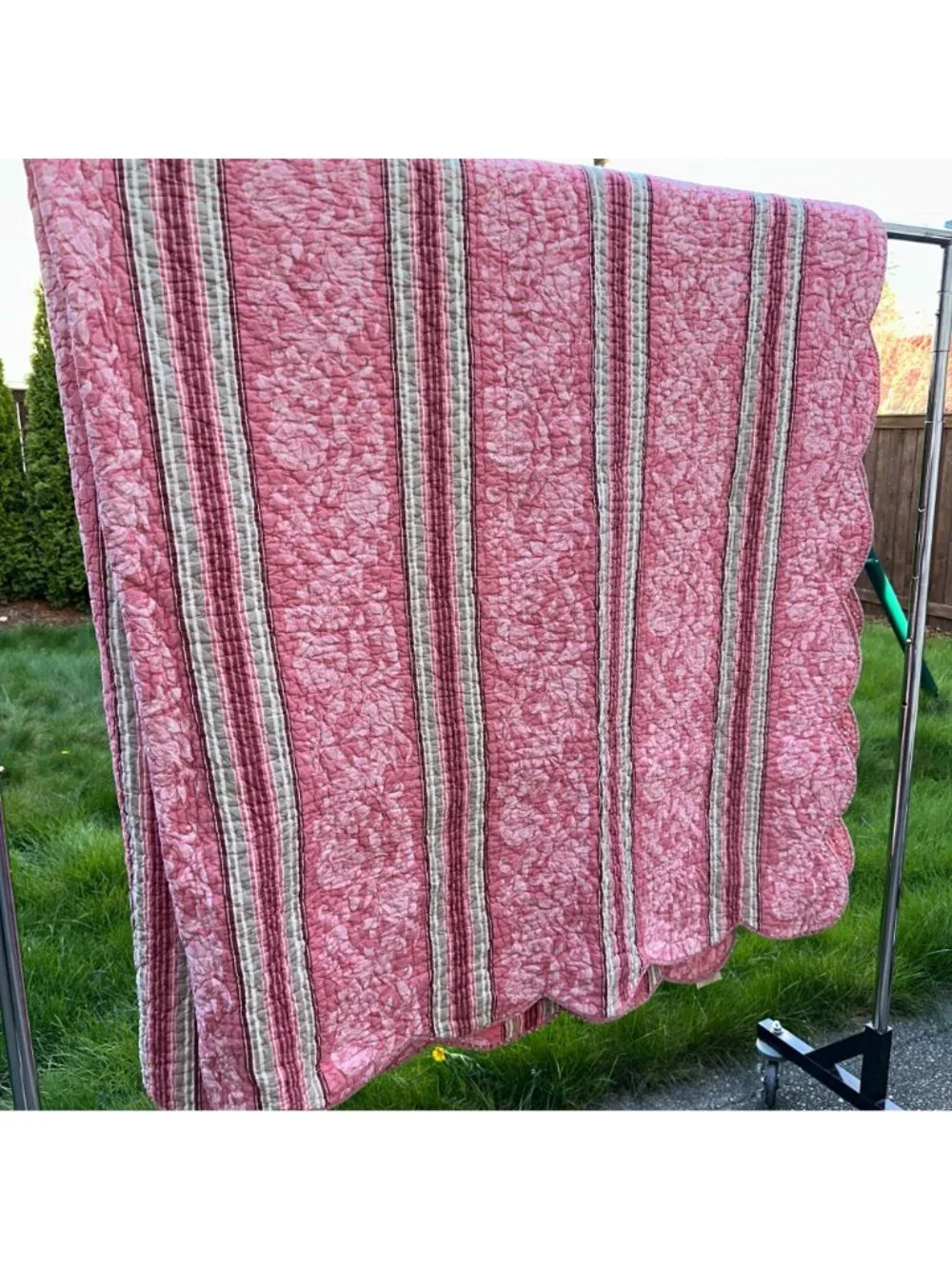 Vintage Marinette Saint-Tropez Quilt Queen French Provence Pink Floral Bedspread